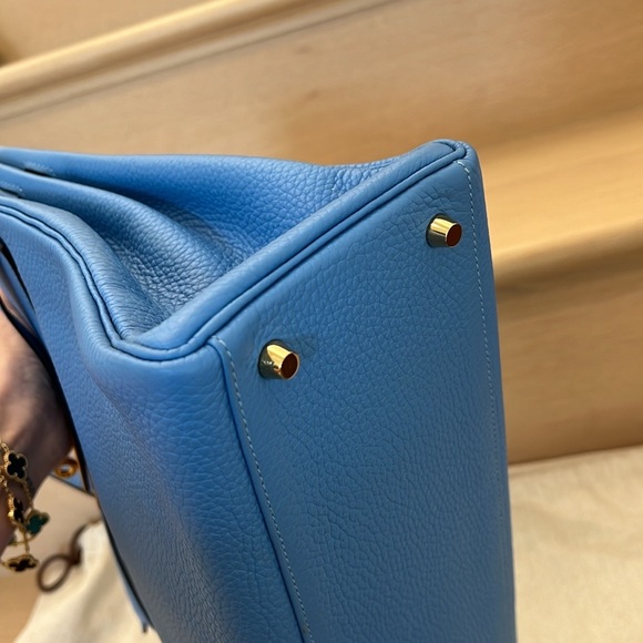 Hermès Kelly 35 Retourne Blue Paradis Clemence GHW - Picture 6 of 14